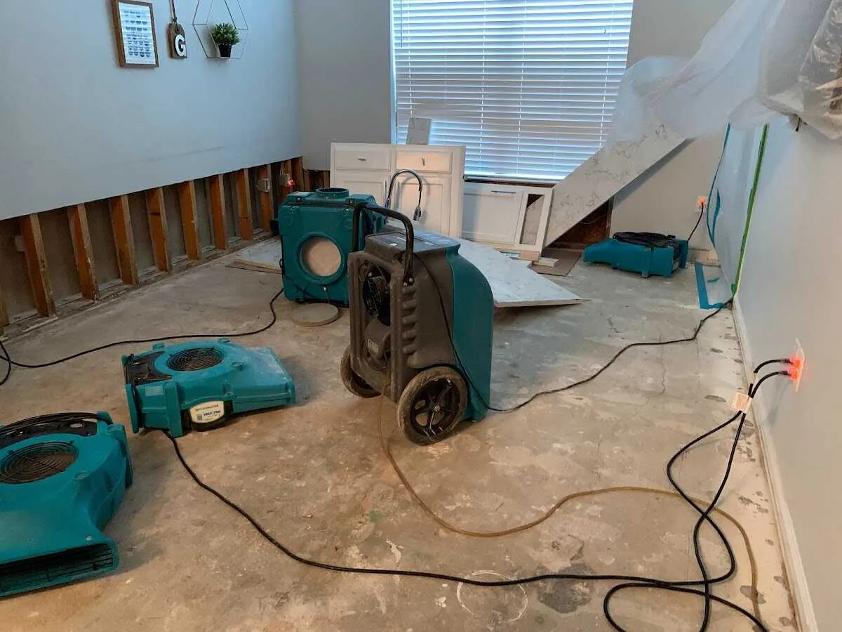 Dehumidifier in flood-cut room for Water Damage Restoration in Indian Harbour Beach